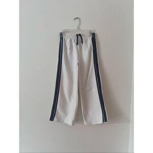 Zara Kids white wide-leg track pants with a black side stripe size 9